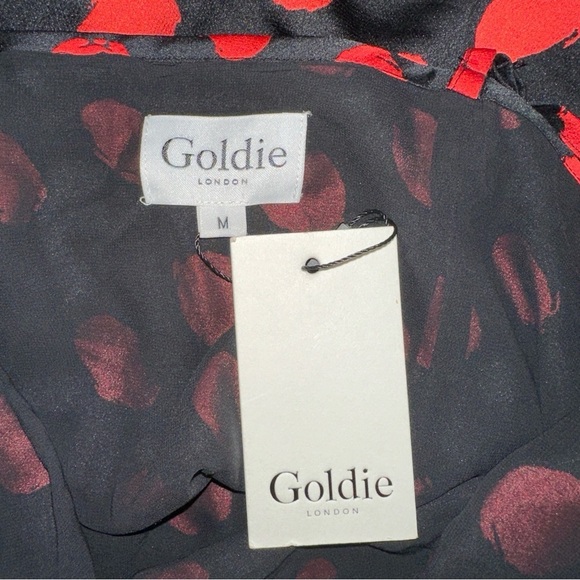 Goldie London Dress Womens Medium Black Red Dot Slip Mid Length Whimsical Dainty - Picture 3 of 11